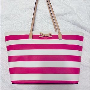 Kate Spade pink and white stripe tote